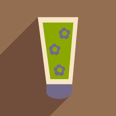 Düz gölge simgesi ve mobil uygulama yüz kremi ile