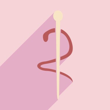 Düz gölge simgesi ve mobil uygulama tıbbi yılan ile