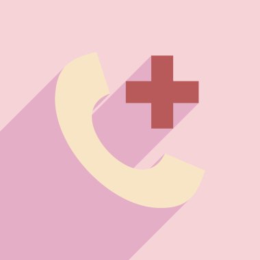 Düz gölge simgesi ve mobil uygulama online tıbbi bakım ile