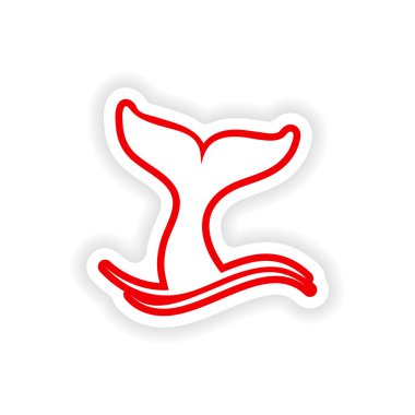 Kağıt etiket üzerinde beyaz balina kuyruğu