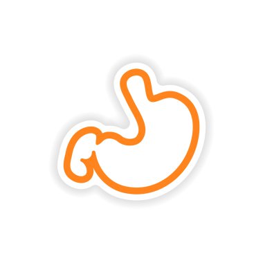 Beyaz arka plan insan mide kağıt etiket