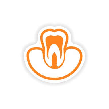 Beyaz arka plan diş diş etleri içinde bulunan kağıt etiket