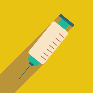 düz gölge simgesi ve mobil uygulama şırınga ile