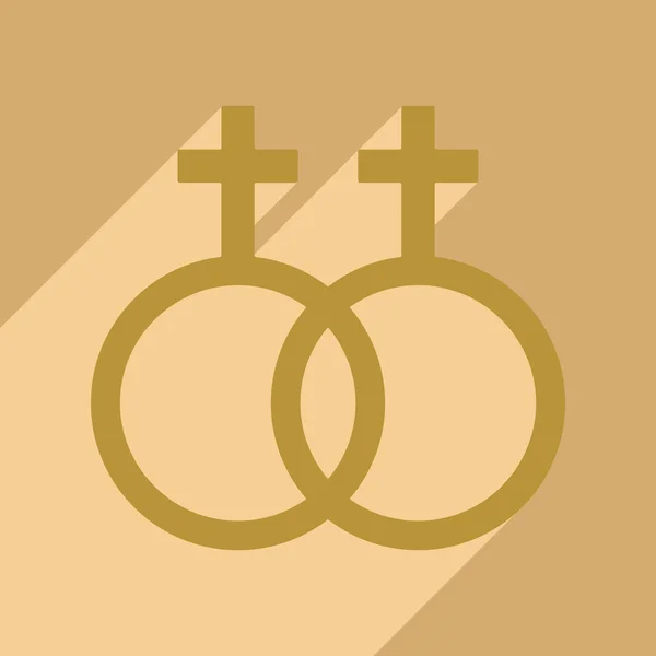 Platta med skugga ikonen och mobil applikation jämställdhet mellan könen — Stock vektor