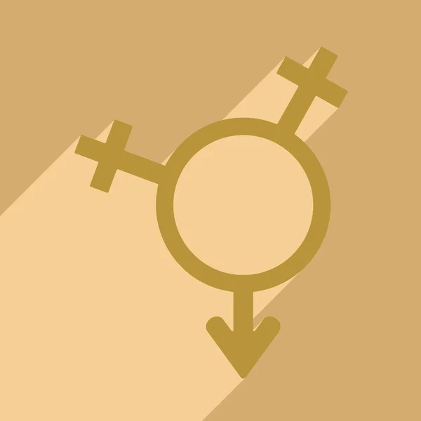 Επίπεδη με σκιά εικονίδιο και κινητή εφαρμογή ισότητα των φύλων — Διανυσματικό Αρχείο