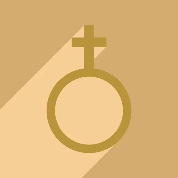 Lapos, árnyék ikon és a nemek egyenlőségének mobil alkalmazás — Stock Vector