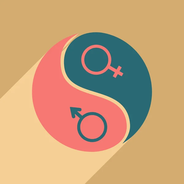 Appartement met schaduw pictogram en mobiele toepassing gelijkheid van de seksen — Stockvector