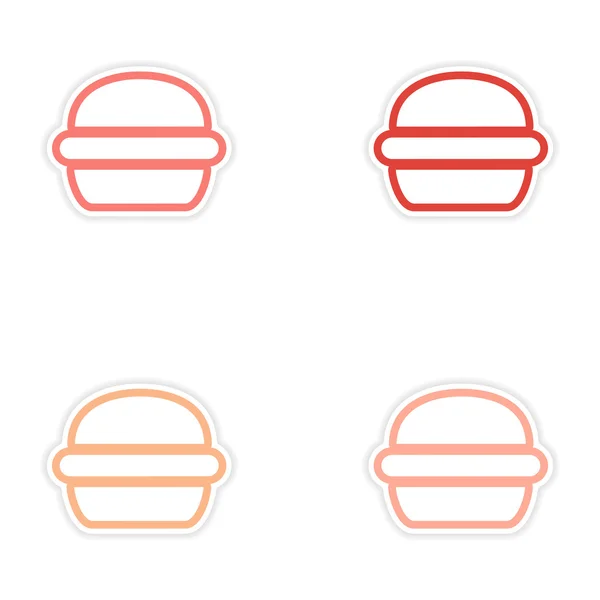 Set de pegatinas hamburguesa americana sobre fondo blanco — Vector de stock