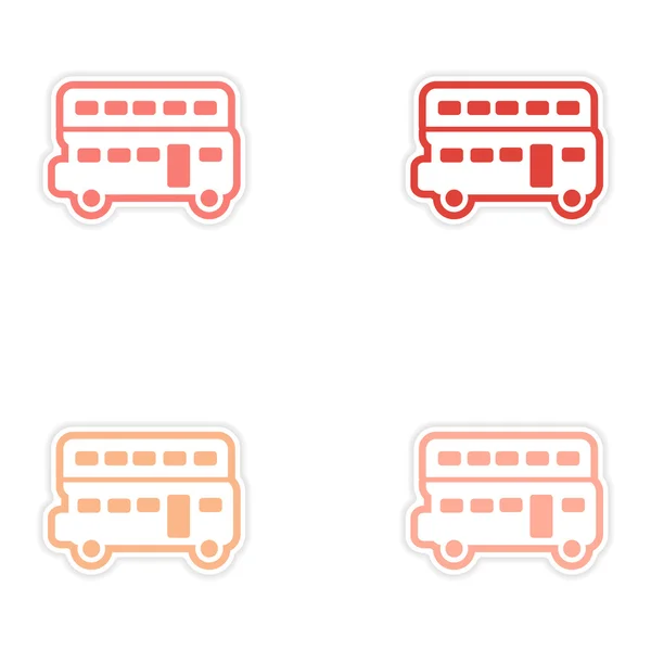 Set de pegatinas British bus de dos pisos sobre fondo blanco — Vector de stock