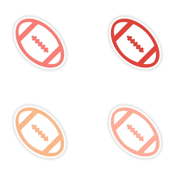 Set of stickers rugby ball on white background