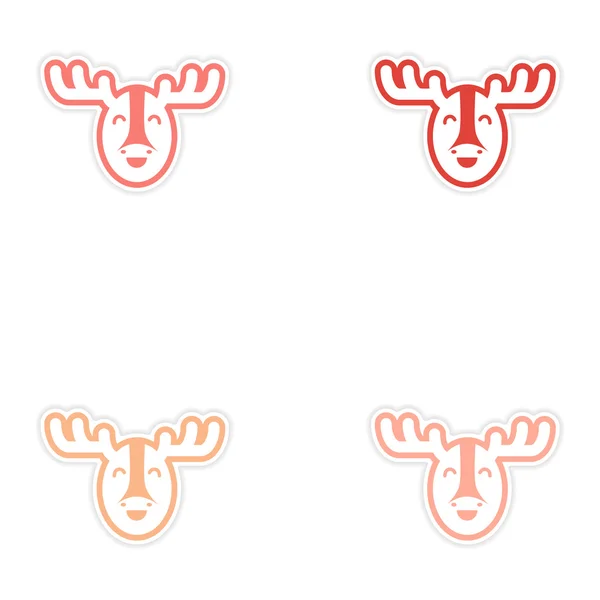 Set of stickers Canadian moose on white background — Stock Vector