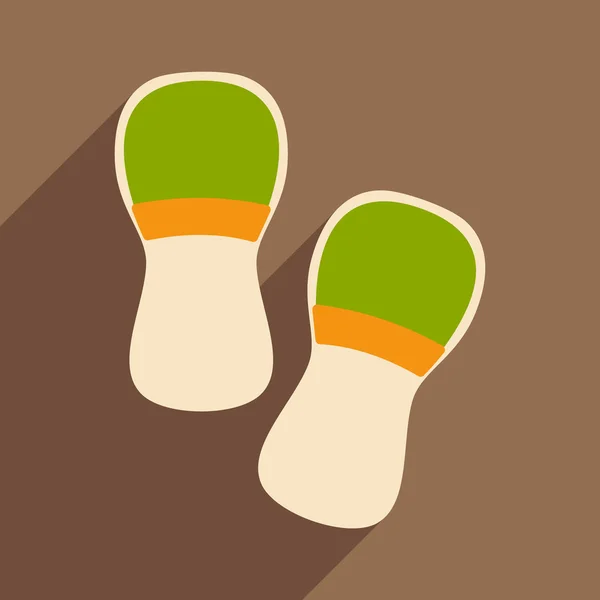 Appartement met schaduw pictogram en mobiele toepassing slippers — Stockvector