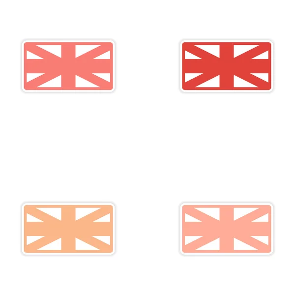Set di adesivi Bandiera britannica su sfondo bianco — Vettoriale Stock