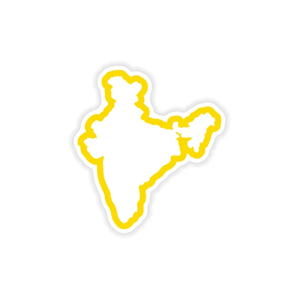 Klistermärke indiska karta på vit bakgrund — Stock vektor