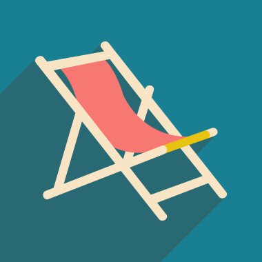 Düz gölge simgesi ve mobil uygulama şezlong