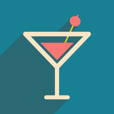 Düz gölge simgesi ve mobil uygulama kokteyl ile