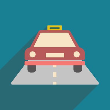 Düz gölge simgesi ve mobil uygulama taksi ile