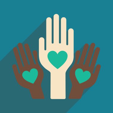 Düz gölge simgesi ve mobil uygulama dostluk halkların ile