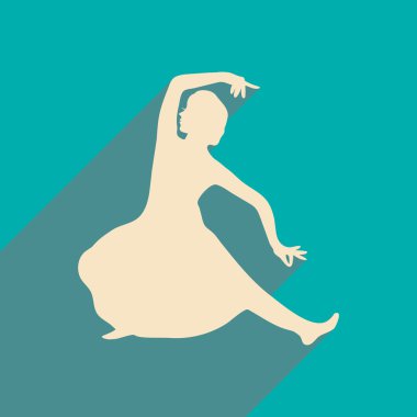 Uzun gölge Hintli dansçı ile modern düz simgesi