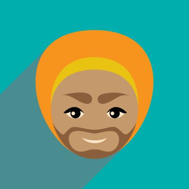 Uzun gölge Hintli adam ile modern düz simgesi