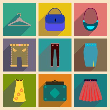 Uzun gölge giysileri ile düz simgeler kavramı