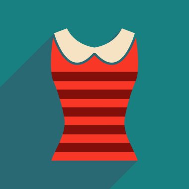 Uzun gölge Bayan bluz ile düz simgesi