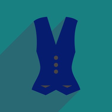 Uzun gölge kadın yelek ile düz simgesi