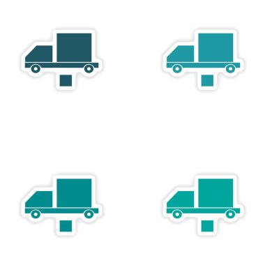 derleme gerçekçi etiket tasarım kağıt teslim kutusu kamyon