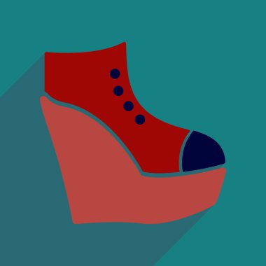 Uzun gölge platform ayakkabılar ile düz simgesi