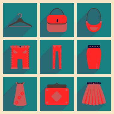 Uzun gölge giysileri ile düz simgeler kavramı