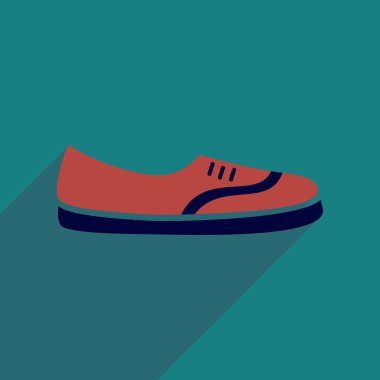 Uzun gölge mokasen ayakkabı ile düz simgesi