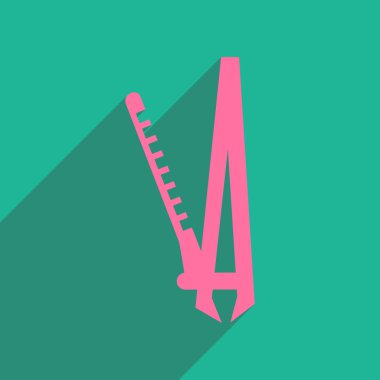 Kadınlarla uzun gölge elektrikli saç curlers düz simgesi