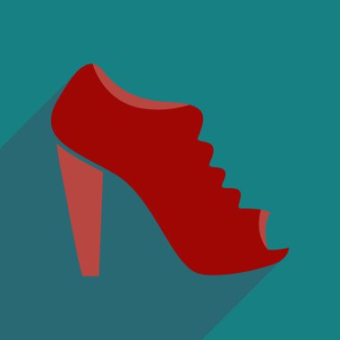 Uzun gölge düz simgesiyle topuklu ayakkabı