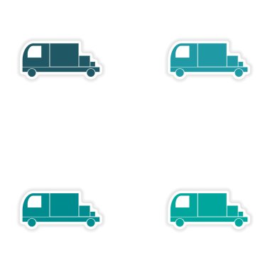 derleme gerçekçi etiket tasarım kağıt kamyon taşıma ürünler