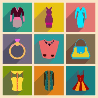 Uzun gölge giysileri ile düz simgeler kavramı