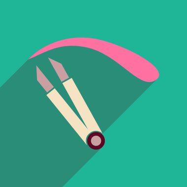 Uzun gölge kadın kaş cımbız ile düz simgesi