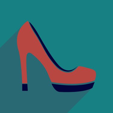 Uzun gölge stiletto topuklar ile düz simgesi