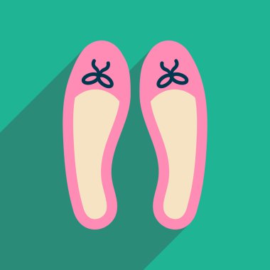 Uzun gölge kadın ayakkabı ile düz simgesi