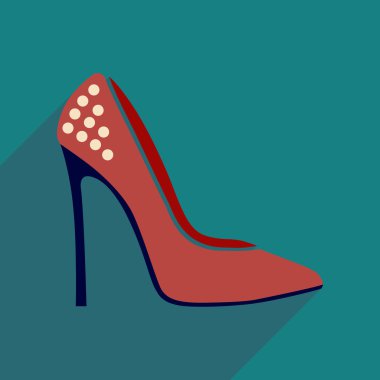 Uzun gölge stiletto topuklar ile düz simgesi