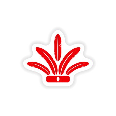 Beyaz arka plan Hint tüyler üzerinde şık kağıt etiket