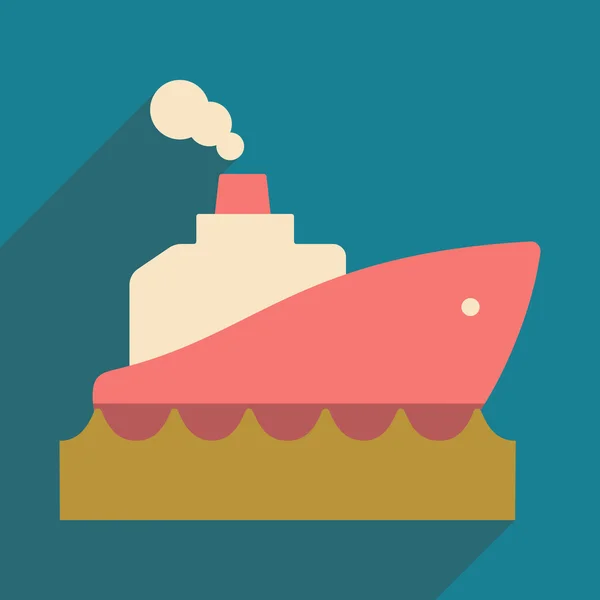 Piso con icono de sombra y aplicación móvil barco — Vector de stock