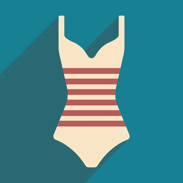 Piso con icono de sombra y traje de baño de aplicación móvil — Vector de stock