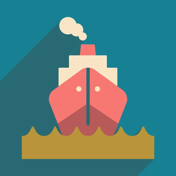 Flat with shadow icon and mobile application boat