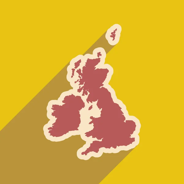 Düz uzun gölge harita İngiltere'nin simgesiyle — Stok Vektör