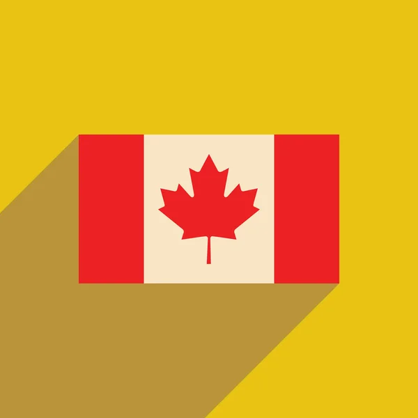Flat ikonen med långa skugga flagga Kanada — Stock vektor