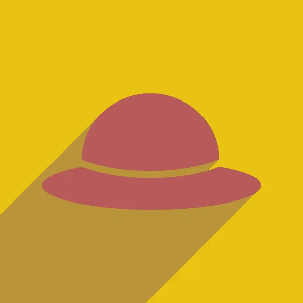 Icono plano con sombrero de mujer de sombra larga — Archivo Imágenes Vectoriales