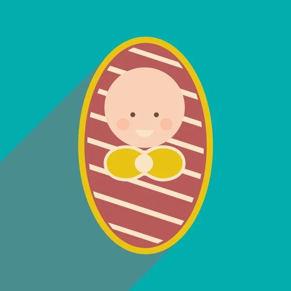 Icono plano moderno con bebé recién nacido de sombra larga — Vector de stock