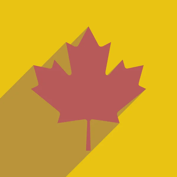 Platte pictogram met lange schaduw Maple Leaf — Stockvector