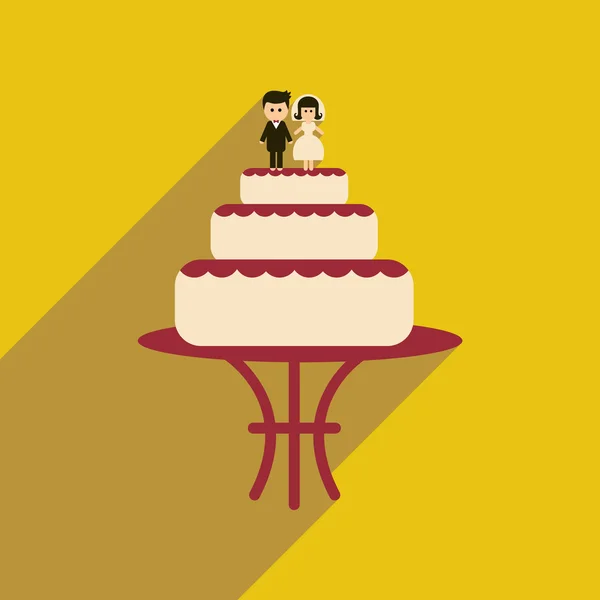 Επίπεδη web εικονίδιο με πολύ σκιά γαμήλια τούρτα — Διανυσματικό Αρχείο