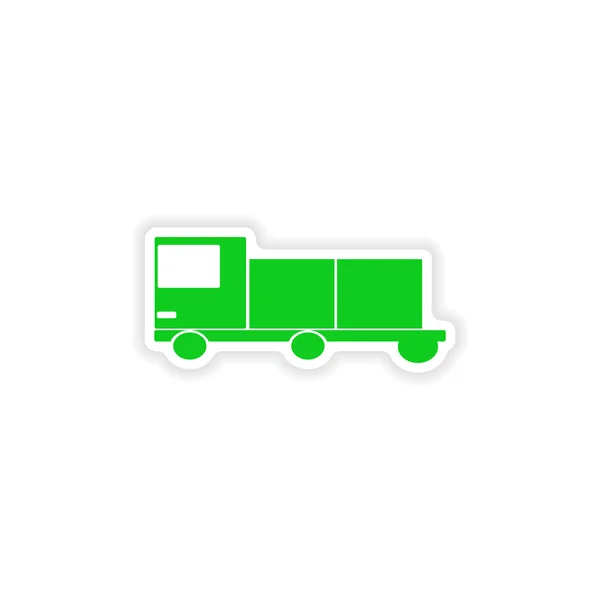 Icono pegatina diseño realista en la logística de carga de coches de papel — Vector de stock